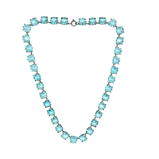 Antique Art Deco crystal glass paste open back rivière necklace c1920's