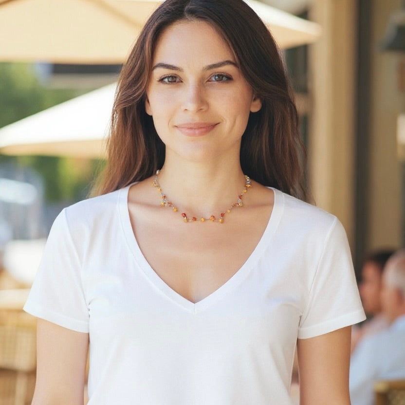 Art Deco amber glass open back rivière necklace c1920's