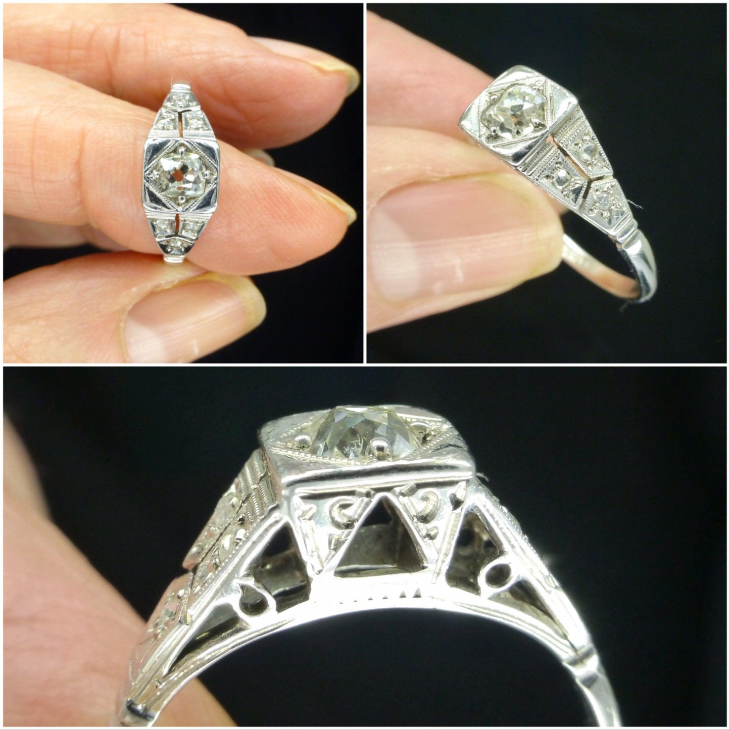 Antique Art Deco Platinum & 18ct white gold diamond solitaire ring c.1920s
