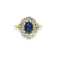 Vintage 18ct sapphire and diamond oval cluster ring 1970s ~ Princess of Wales ring