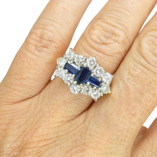 Magnificent Vintage 18ct sapphire diamond cluster engagement ring ~ Independent Valuation
