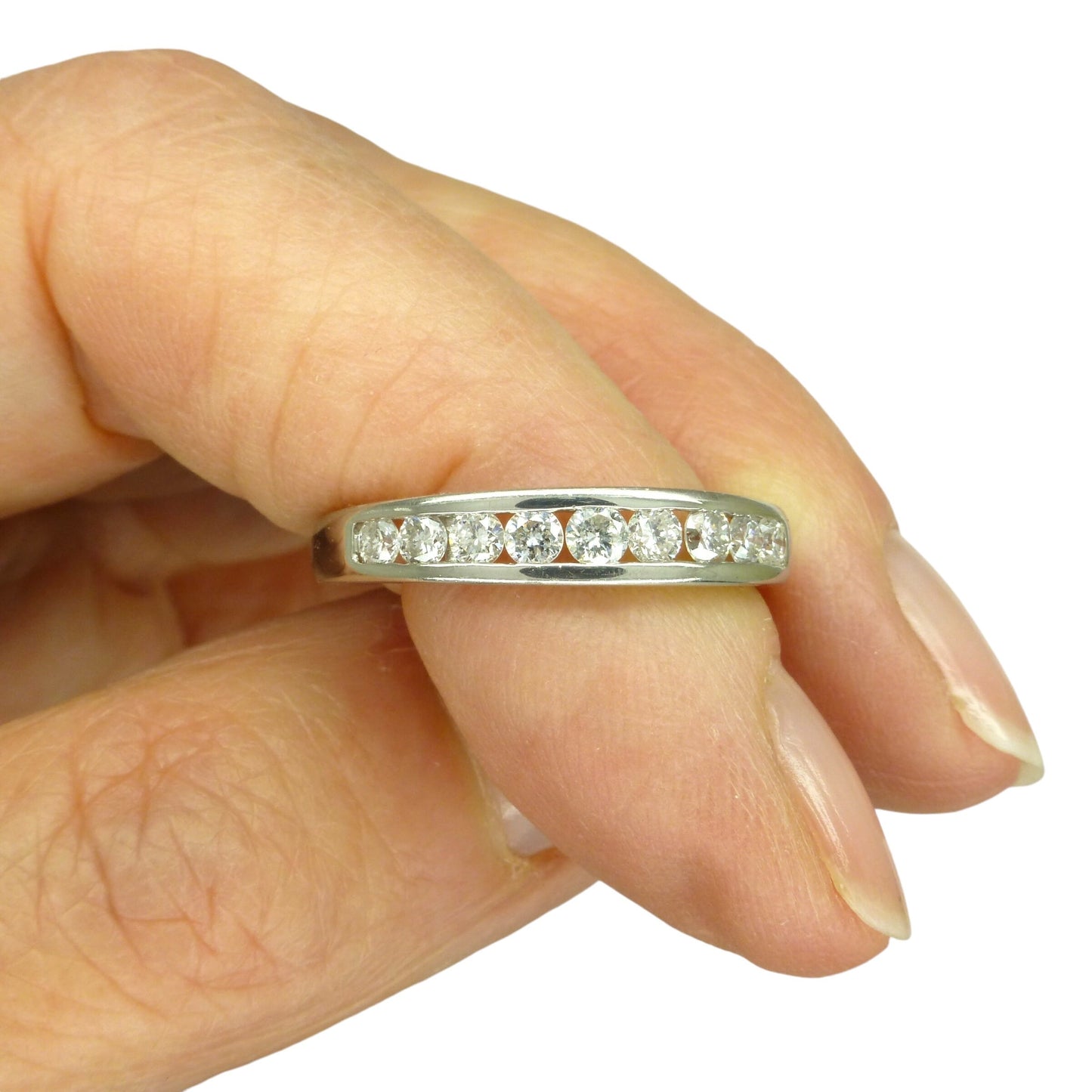 Vintage Platinum natural Diamond channel set half eternity wedding ring 0.50ct