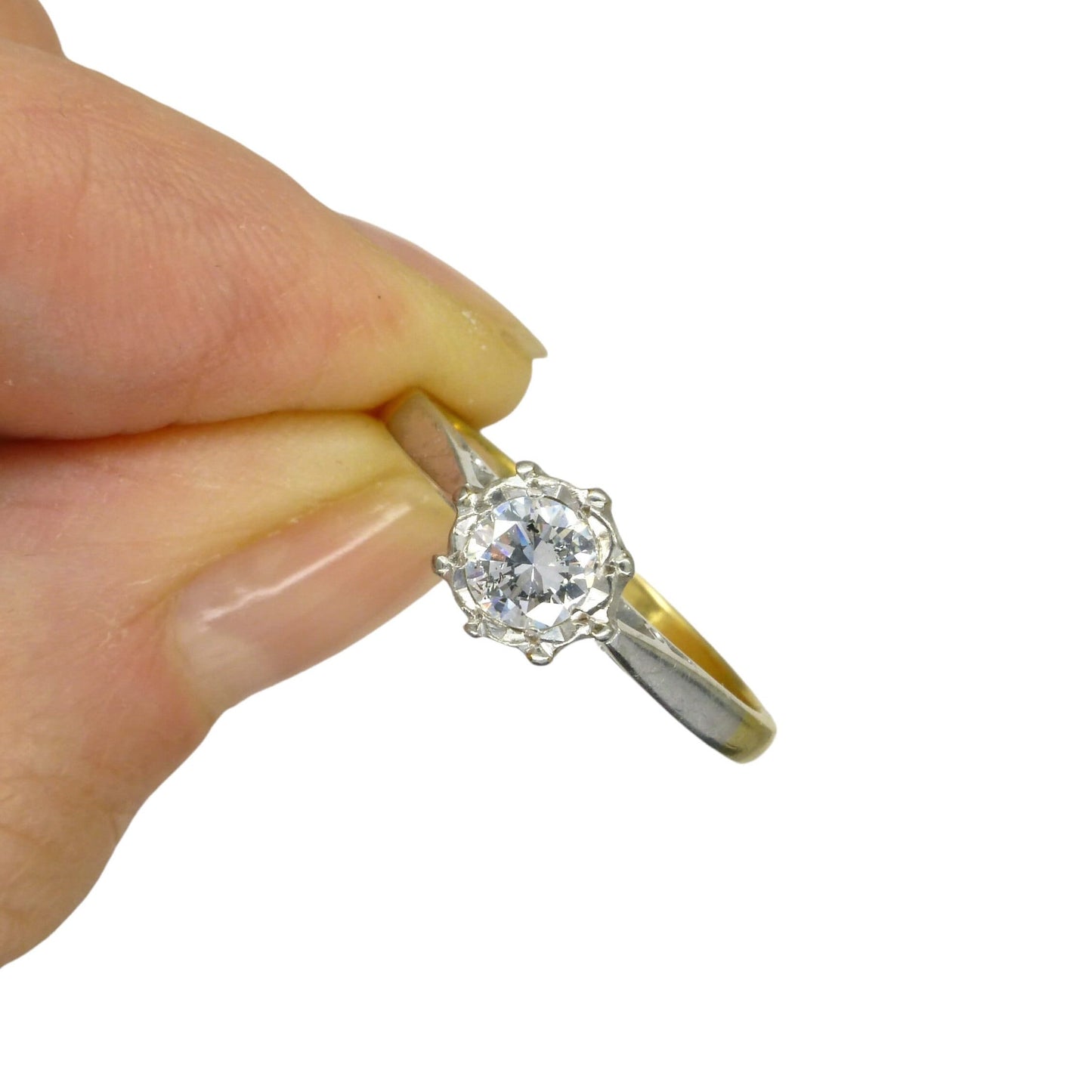 Vintage 18ct & Platinum natural diamond solitaire ring 0.35ct c1950's