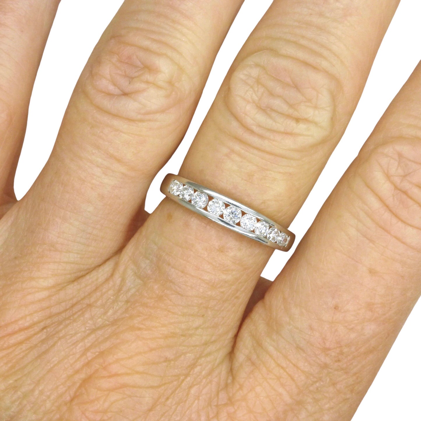 Vintage Platinum natural Diamond channel set half eternity wedding ring 0.50ct