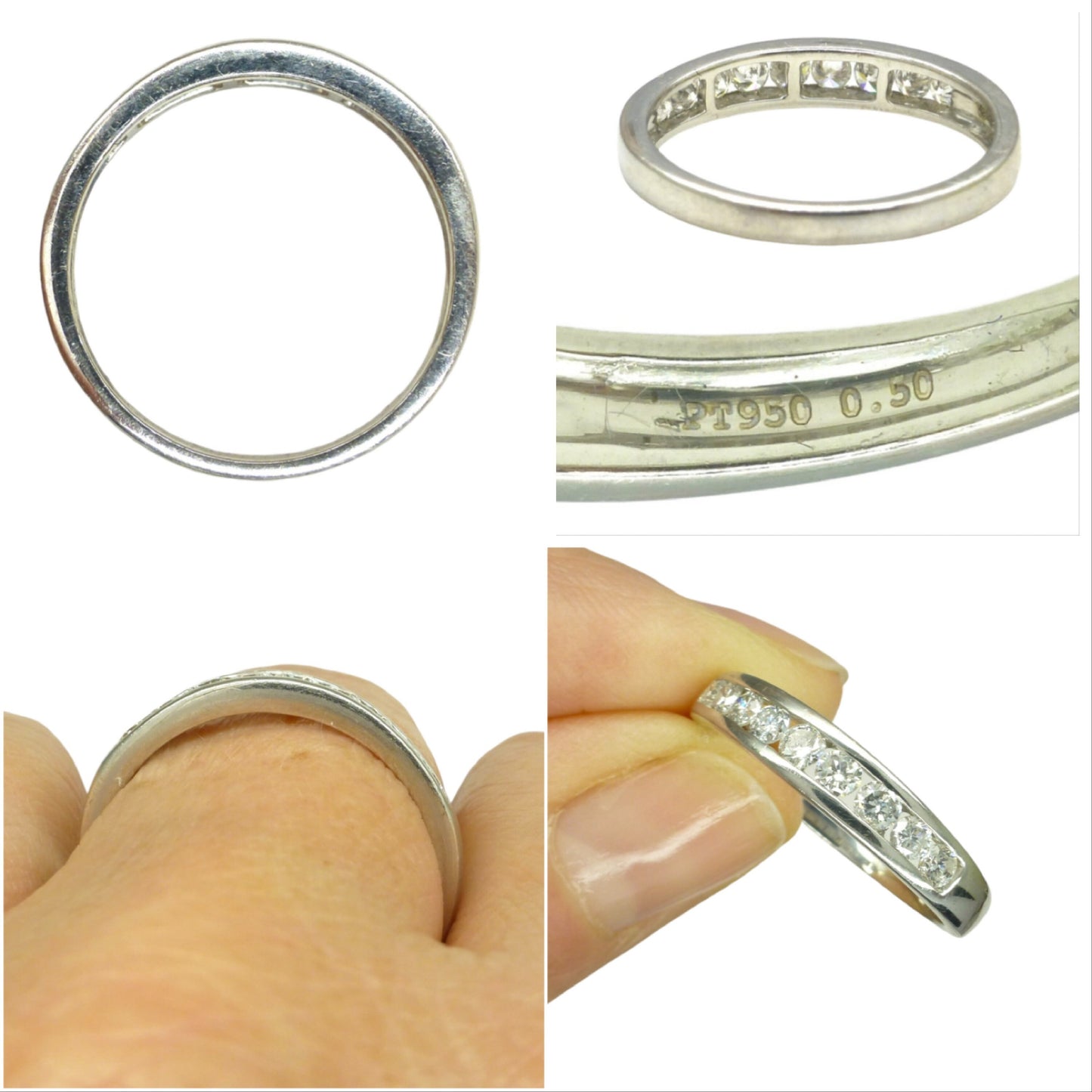 Vintage Platinum natural Diamond channel set half eternity wedding ring 0.50ct