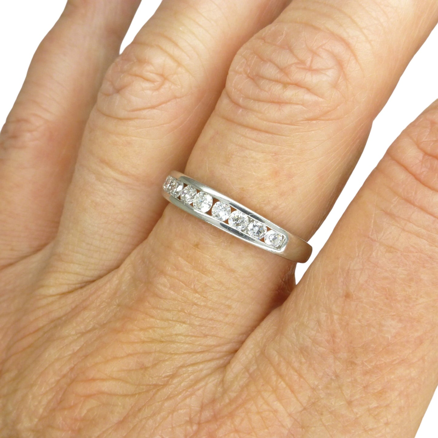 Vintage Platinum natural Diamond channel set half eternity wedding ring 0.50ct