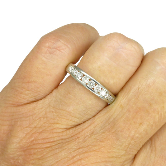 Vintage Platinum natural Diamond channel set half eternity wedding ring 0.50ct