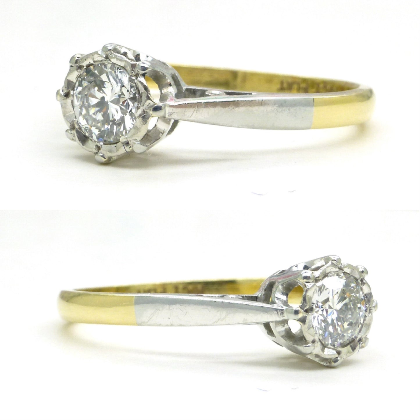 Vintage 18ct & Platinum natural diamond solitaire ring 0.35ct c1950's