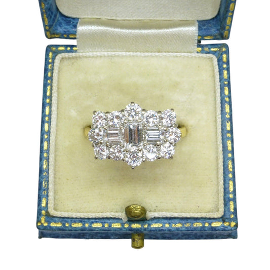 Vintage 18ct natural diamond statement cluster ring 1.75ct ~ Independent Valuation