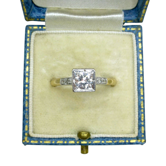 Vintage Art Deco natural diamond solitaire ring 18ct & Platinum 0.45ct c1930's