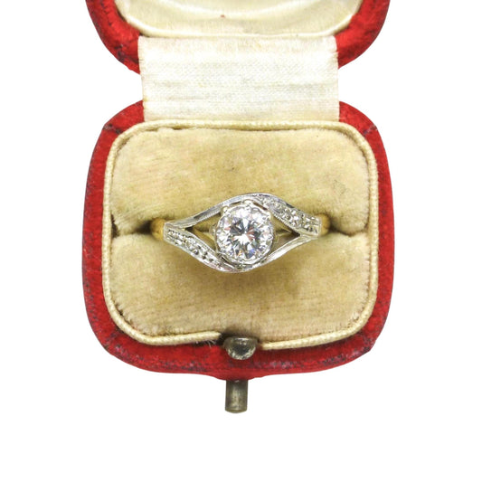 Vintage 18ct natural diamond solitaire ring 0.50ct c1930 ~ 1950's