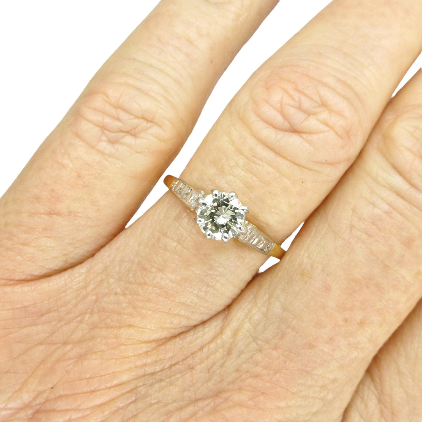 Vintage 18ct natural diamond solitaire ring 0.56ct - Mid 20th Century c1950's