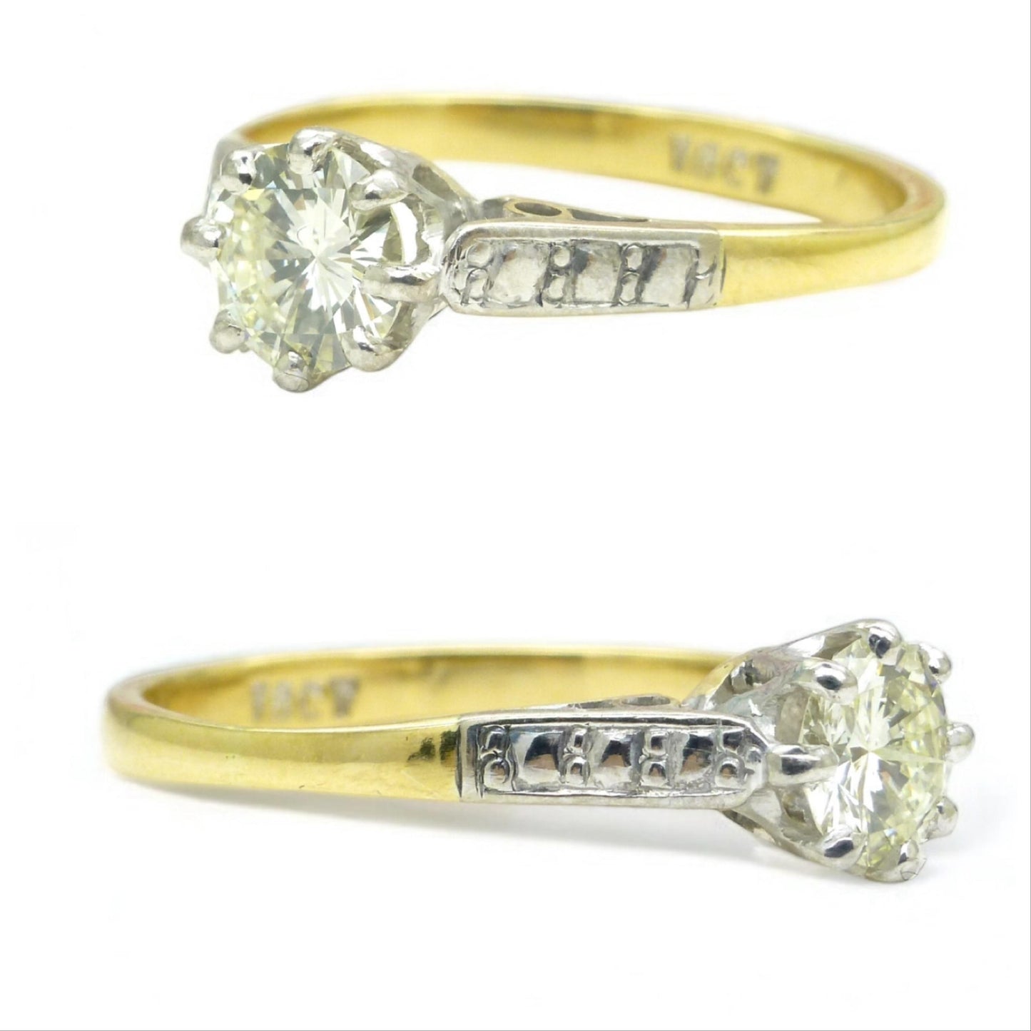 Vintage 18ct natural diamond solitaire ring 0.56ct - Mid 20th Century c1950's