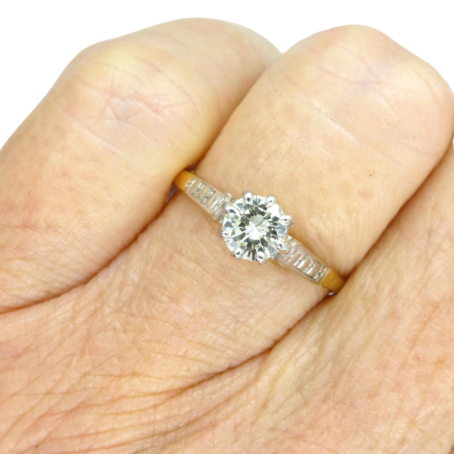 Vintage 18ct natural diamond solitaire ring 0.56ct - Mid 20th Century c1950's
