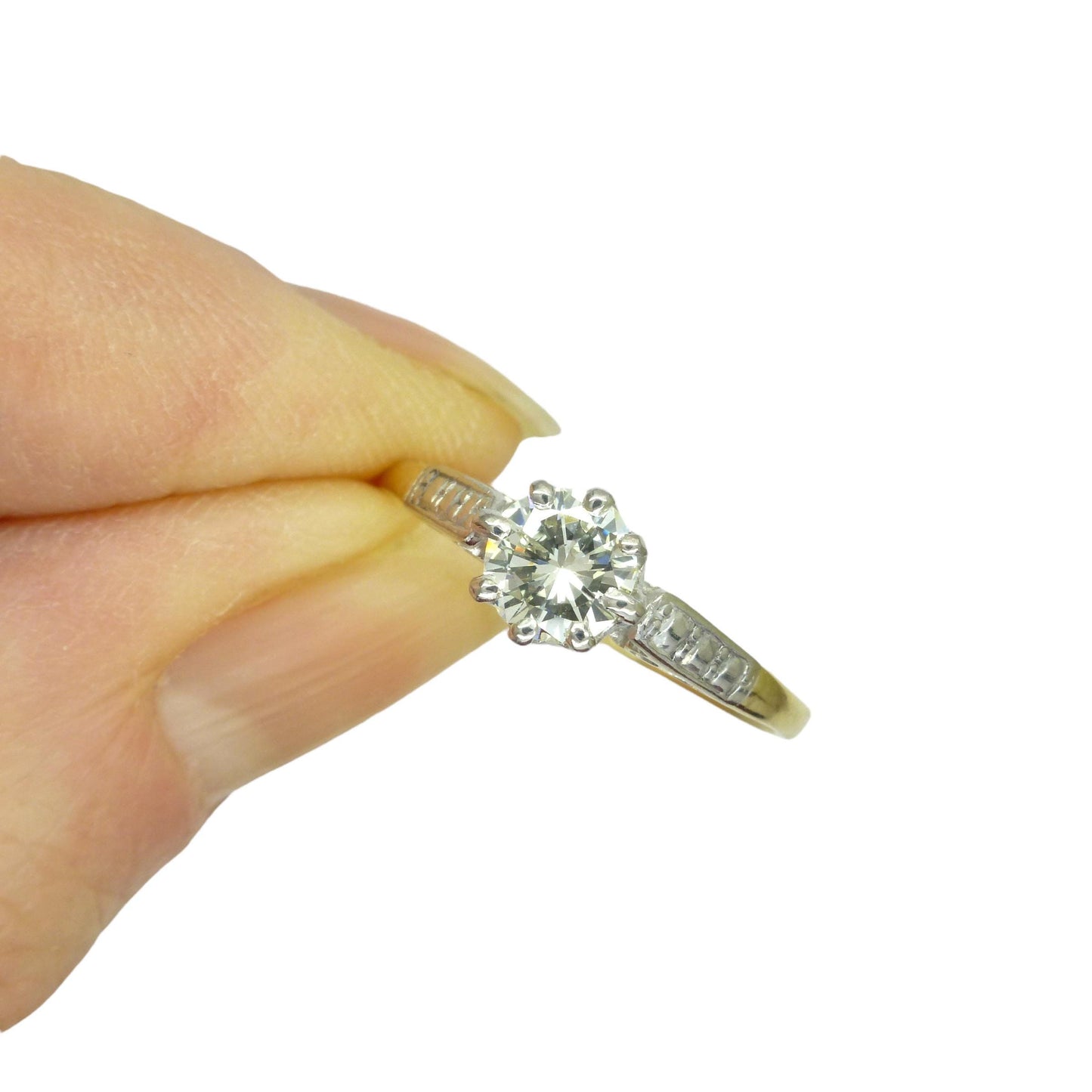 Vintage 18ct natural diamond solitaire ring 0.56ct - Mid 20th Century c1950's