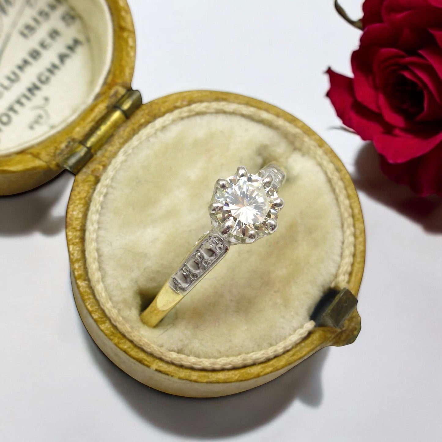 Vintage 18ct natural diamond solitaire ring 0.56ct - Mid 20th Century c1950's