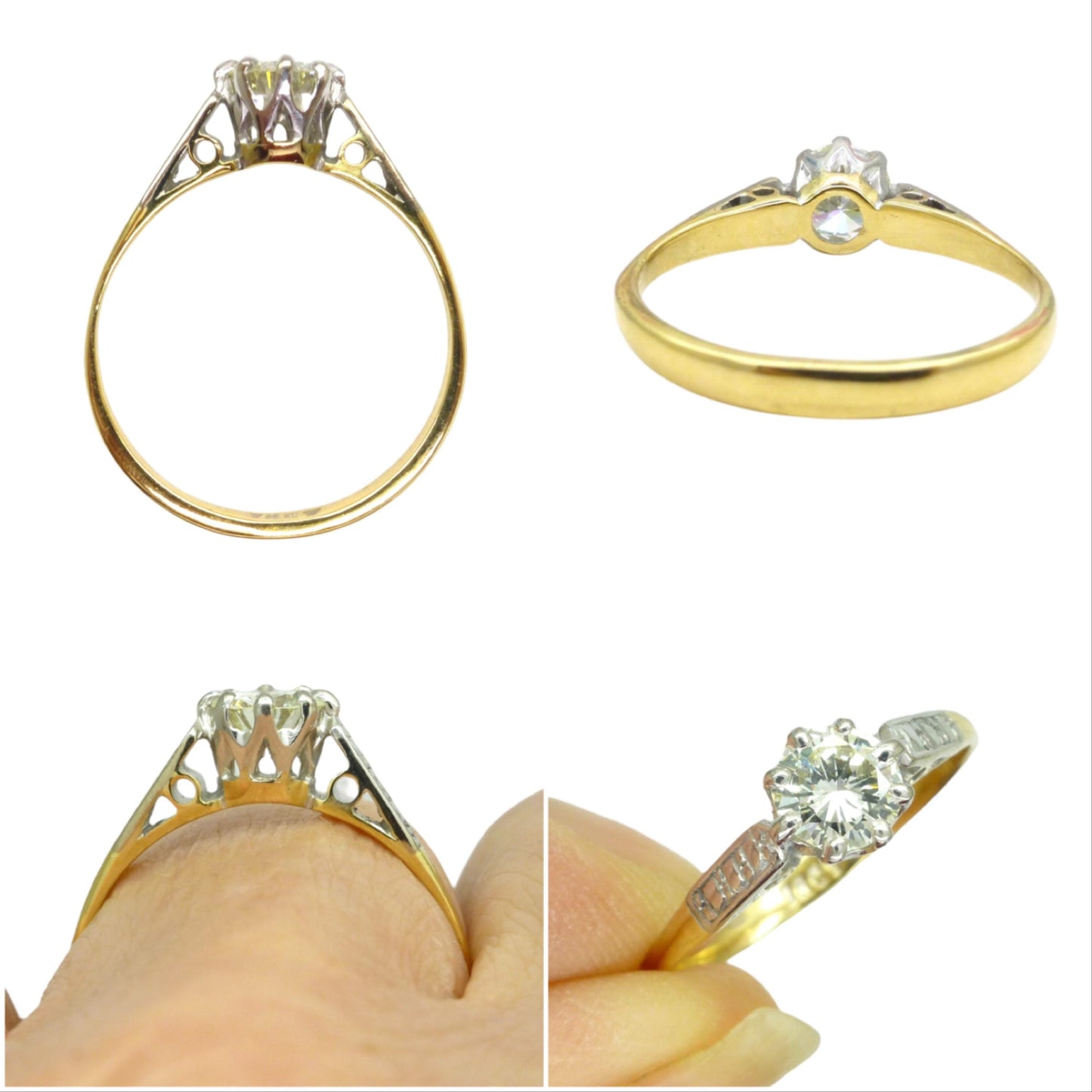 Vintage 18ct natural diamond solitaire ring 0.56ct - Mid 20th Century c1950's