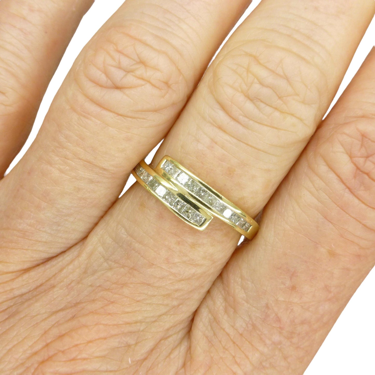 Vintage 9ct gold Princess cut natural Diamond half eternity ring 0.33ct ~ wedding band