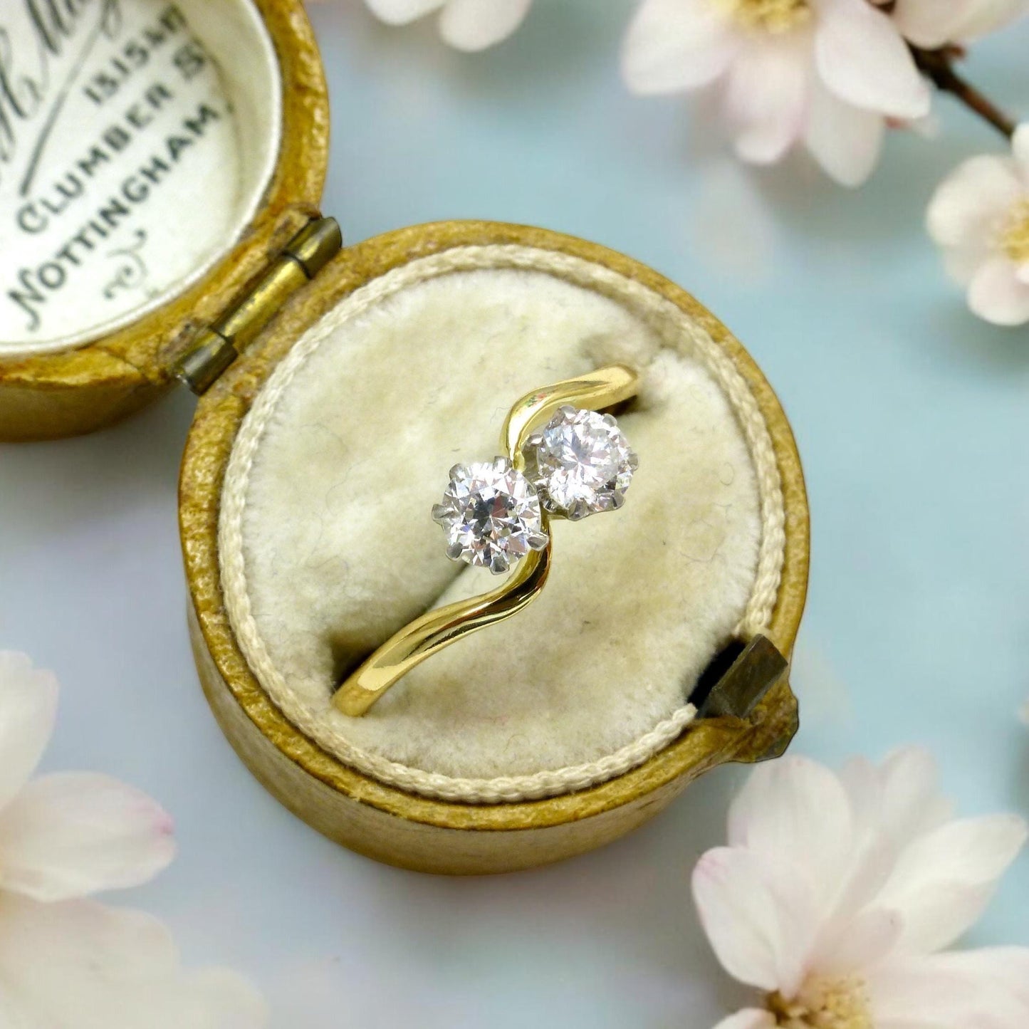 Antique Edwardian 18ct Platinum Two stone natural diamond ring 1910-1920s ~ Moi et Toi ~ 0.50ct ~ Wedding anniversary