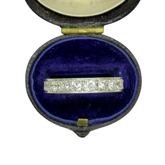 Art Deco old cut Diamond full hoop, engraved eternity wedding band 1.60ct - 1920's