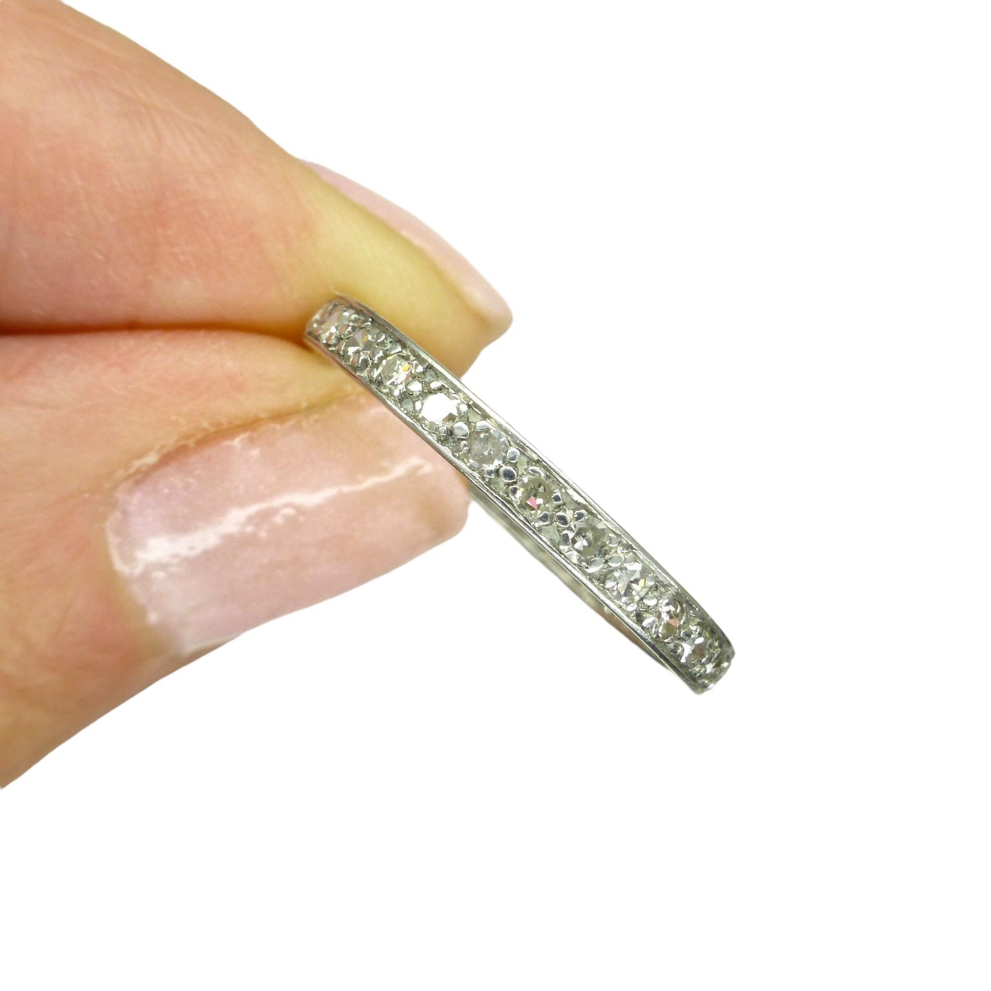 Art Deco platinum Diamond full eternity wedding band 1920's ~ size O / 7