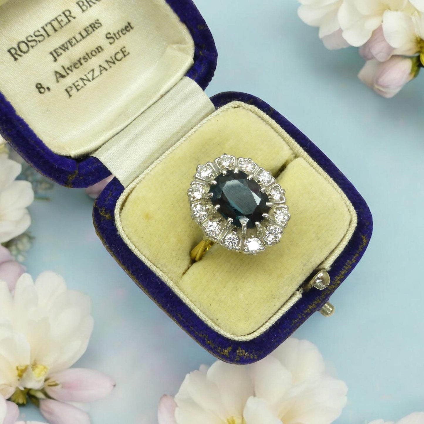 Vintage 18ct sapphire & diamond oval cluster ring - Iconic Princess of Wales ring