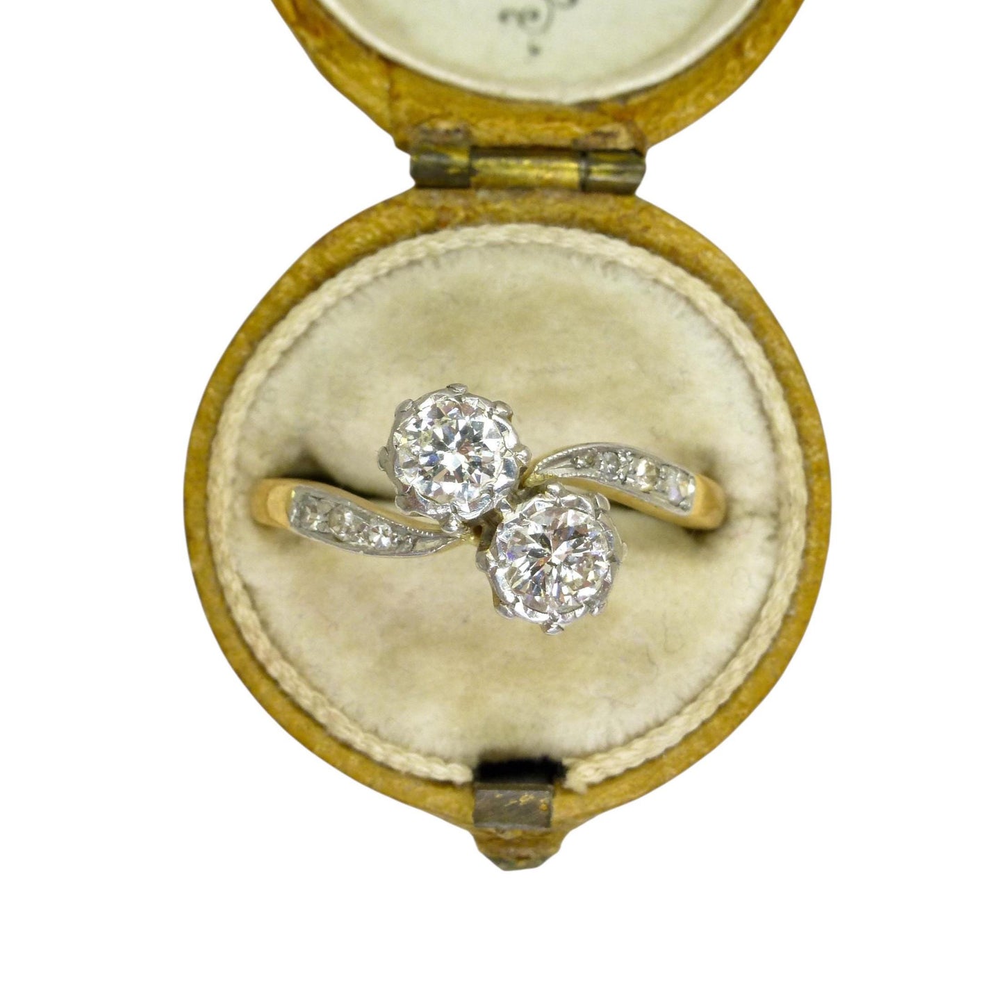 Vintage 18ct Platinum natural diamond Toi et Moi ring 0.50ct c1940