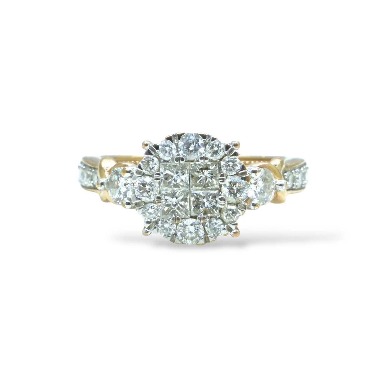 Vintage 9ct rose gold Diamond cluster engagement ring 0.66ct ~ Small size I 1/2 / 4.5
