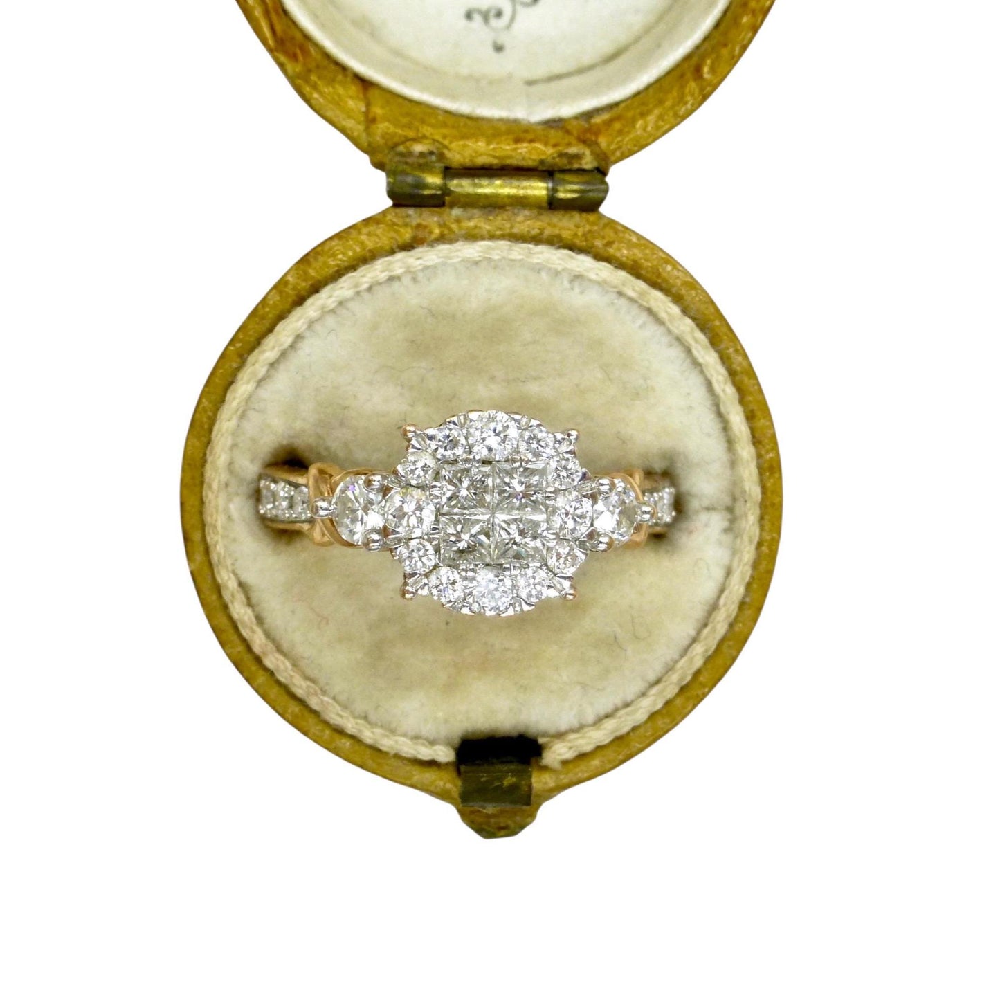 Vintage 9ct rose gold Diamond cluster engagement ring 0.66ct ~ Small size I 1/2 / 4.5