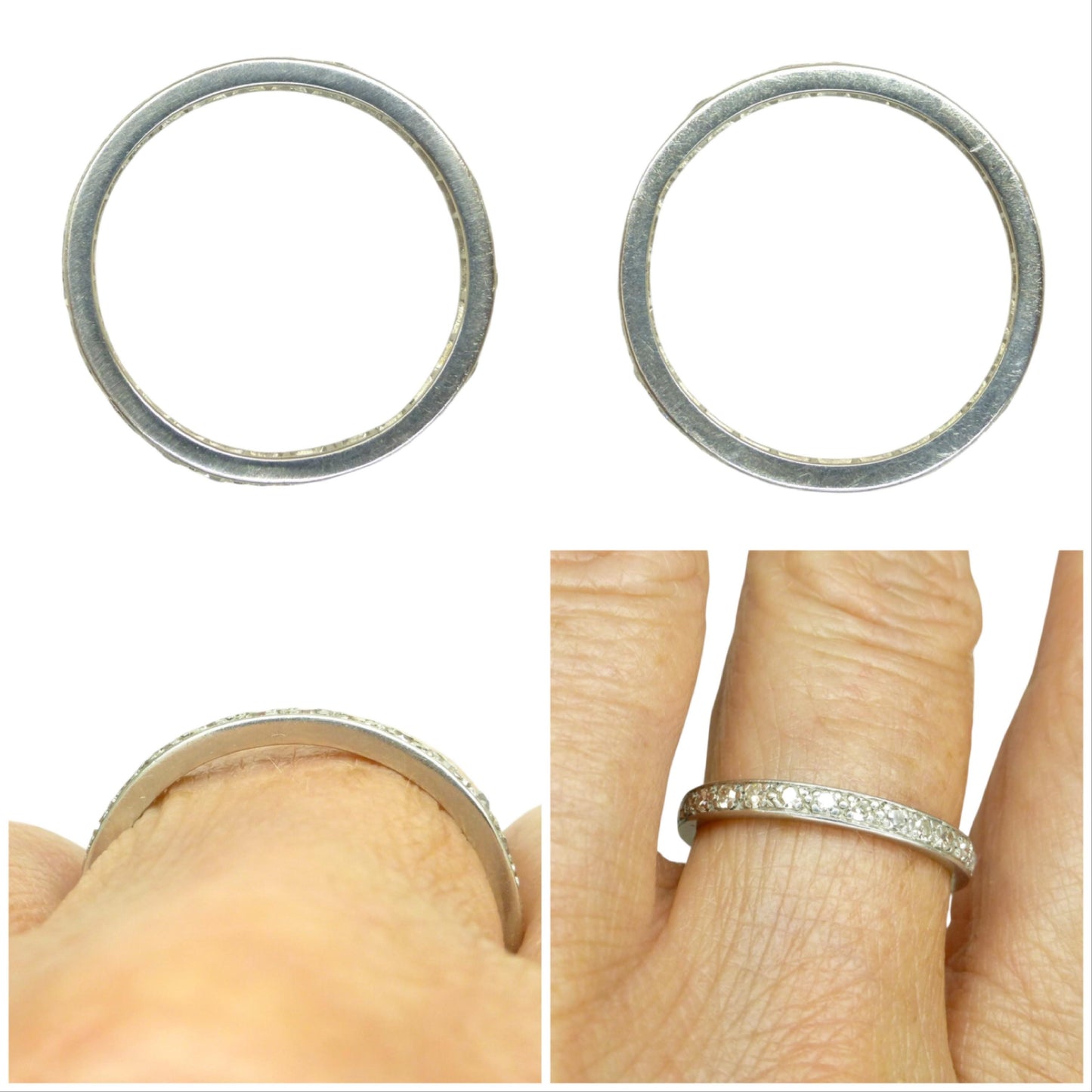 Art Deco platinum Diamond full eternity wedding band 1920's ~ size O / 7