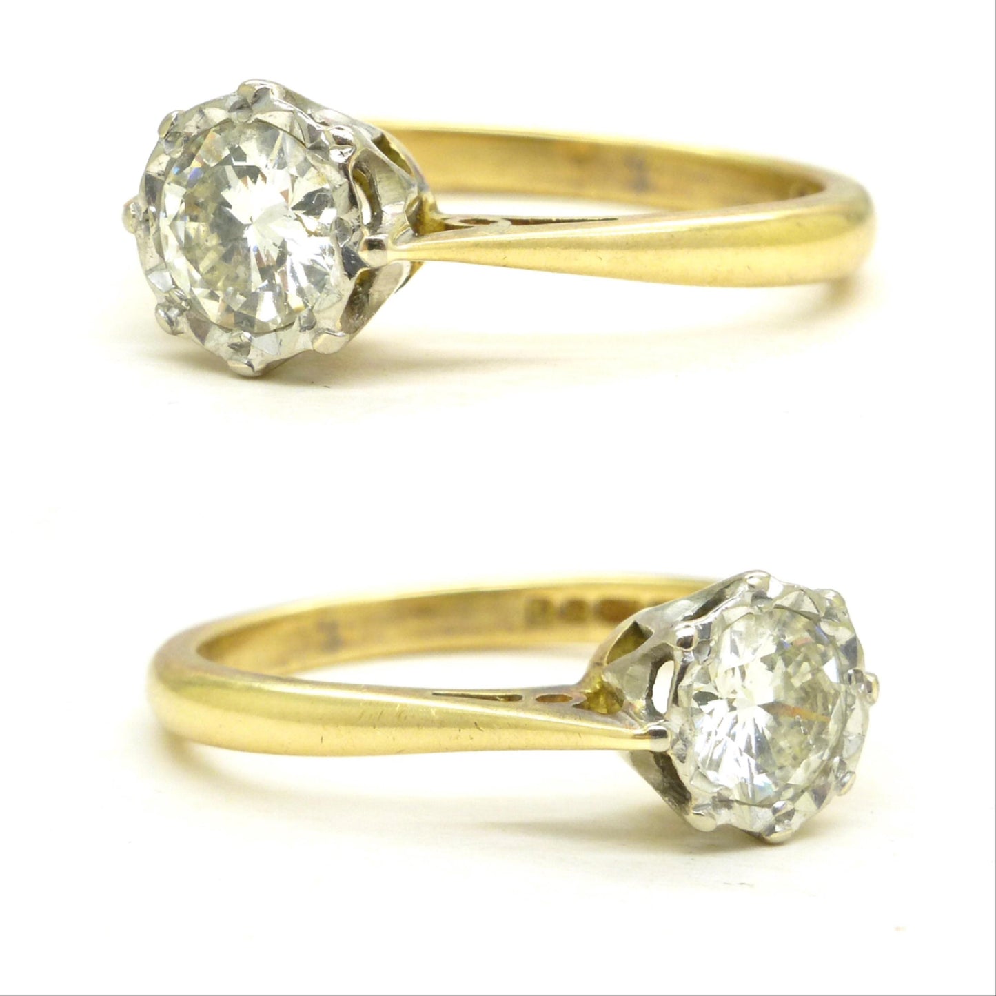 Vintage 18ct gold natural diamond solitaire ring 0.50ct c1950's