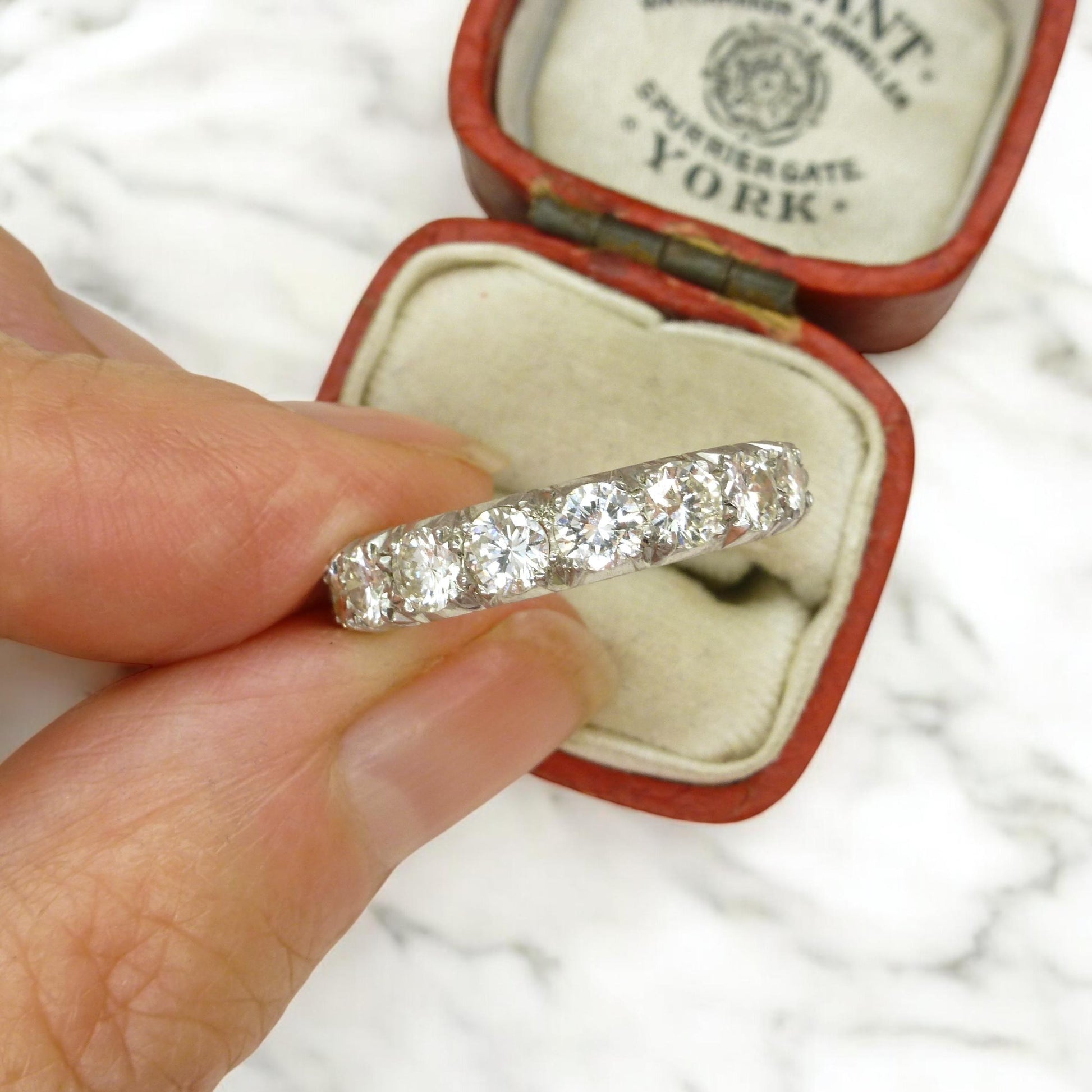 Vintage 18ct white gold natural diamond seven stone ring 1.36ct ~ Independent Valuation