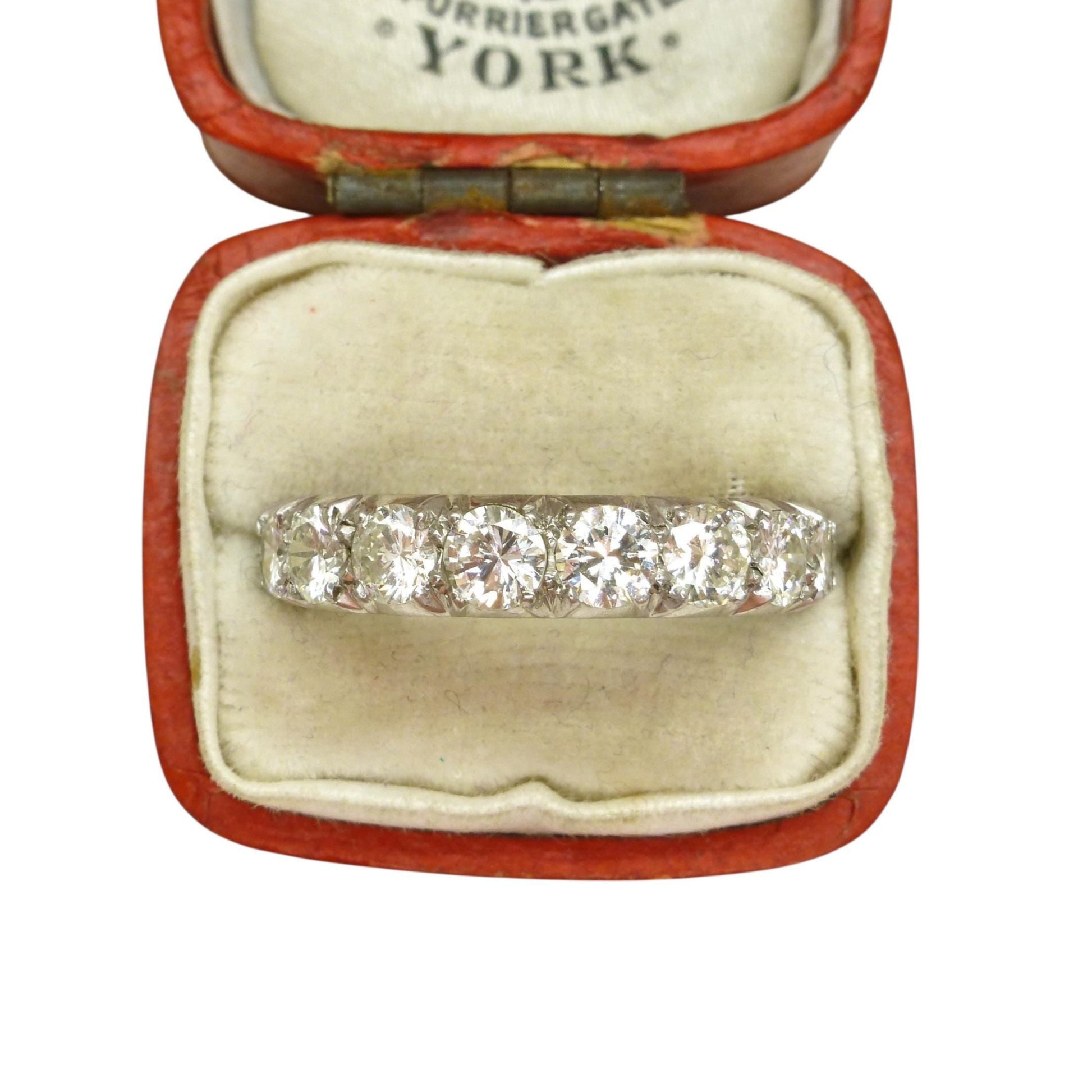 Vintage 18ct white gold natural diamond seven stone ring 1.36ct ~ Independent Valuation