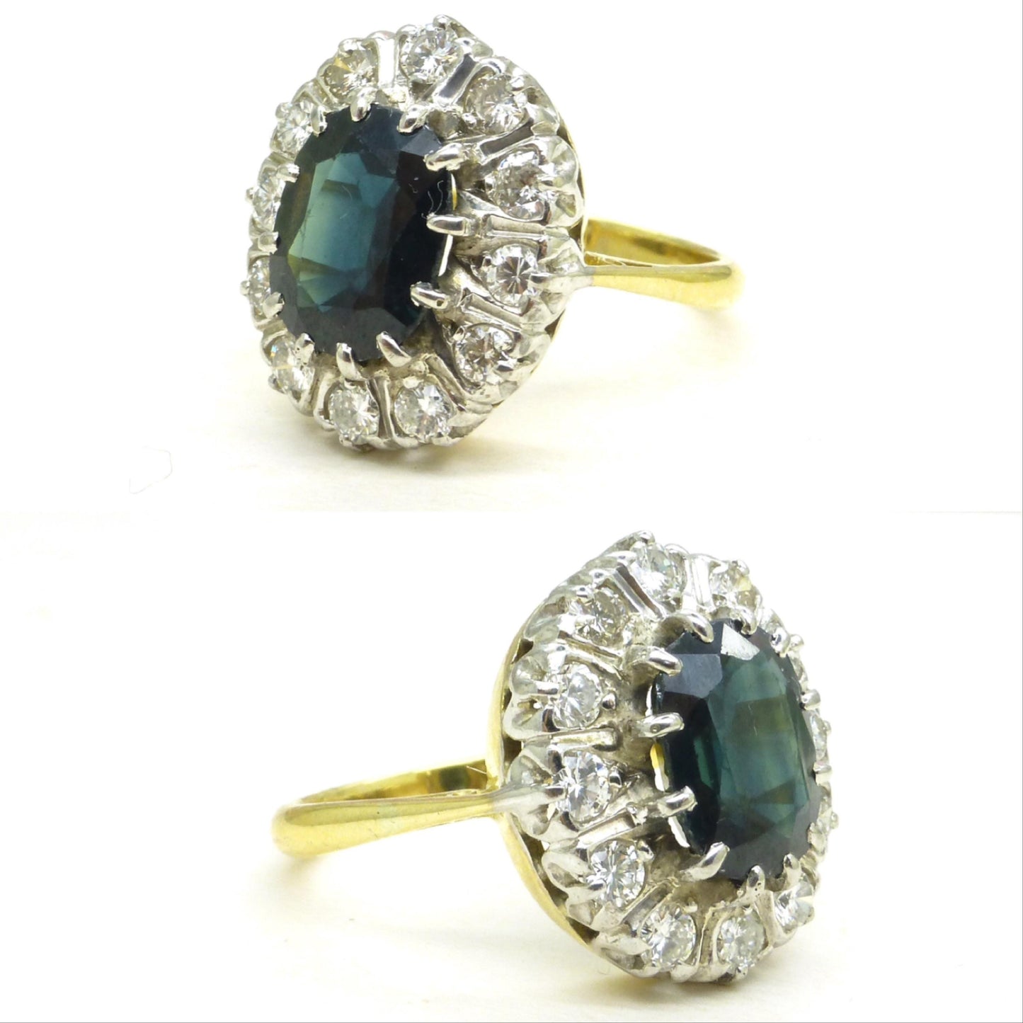Vintage 18ct sapphire & diamond oval cluster ring - Iconic Princess of Wales ring