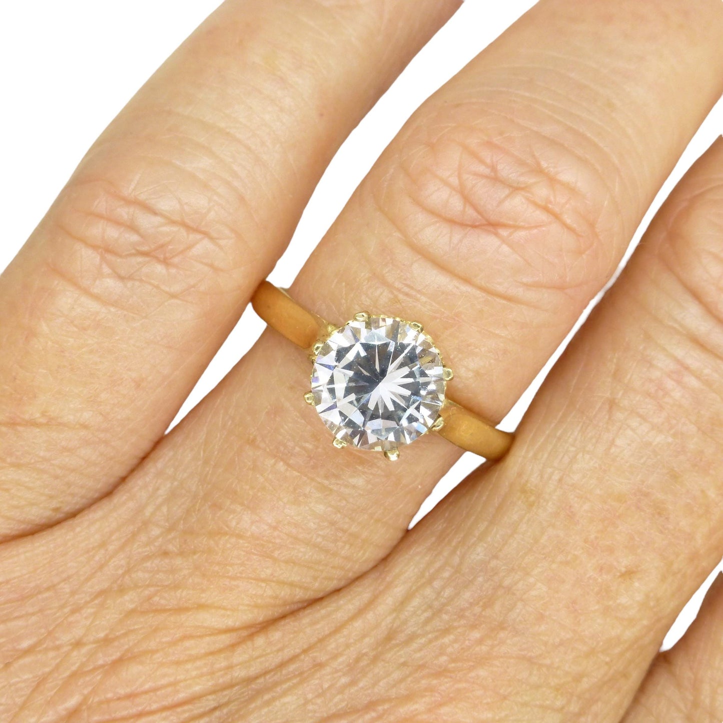 Vintage 9ct gold 'Faux diamond' solitaire ring c1970's