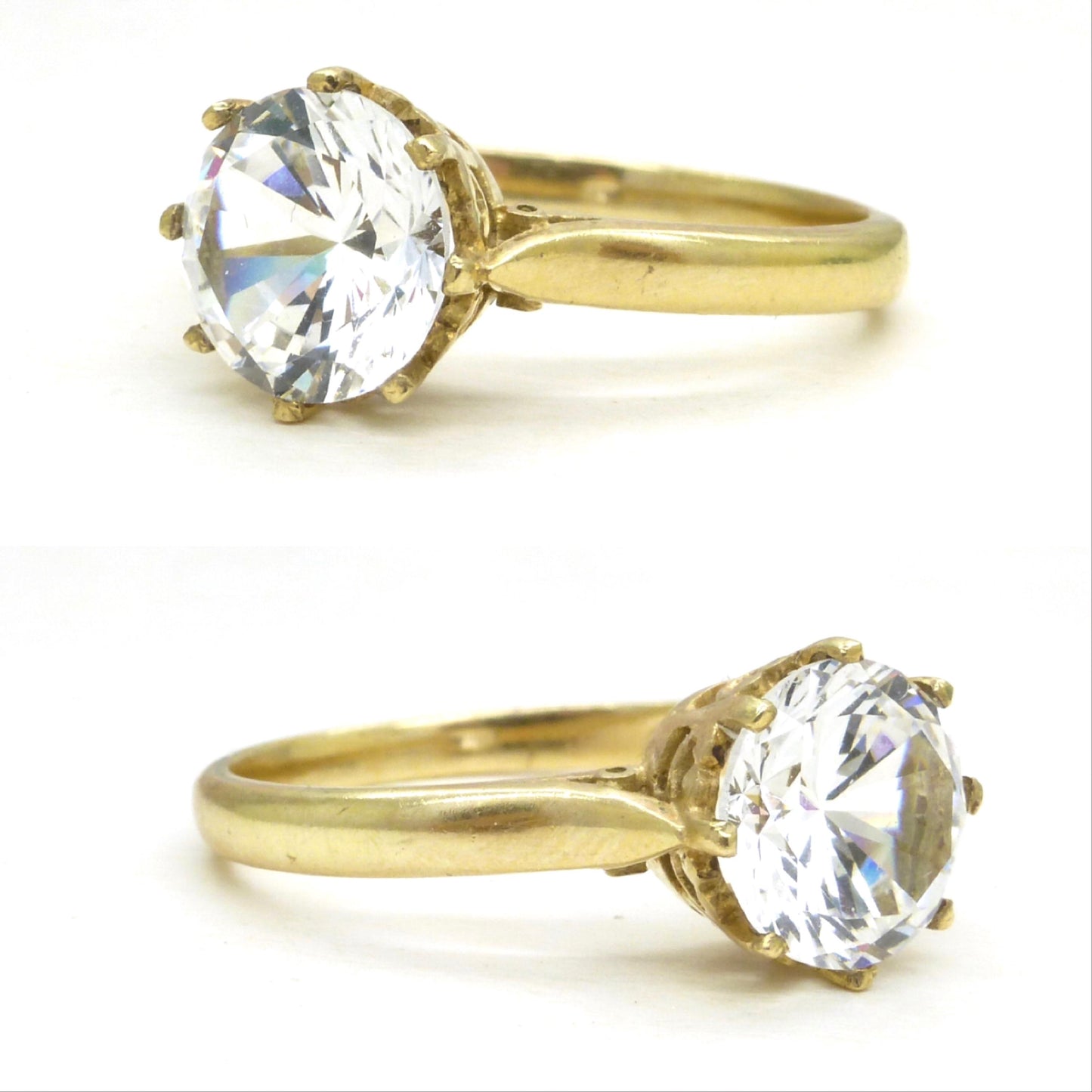 Vintage 9ct gold 'Faux diamond' solitaire ring c1970's