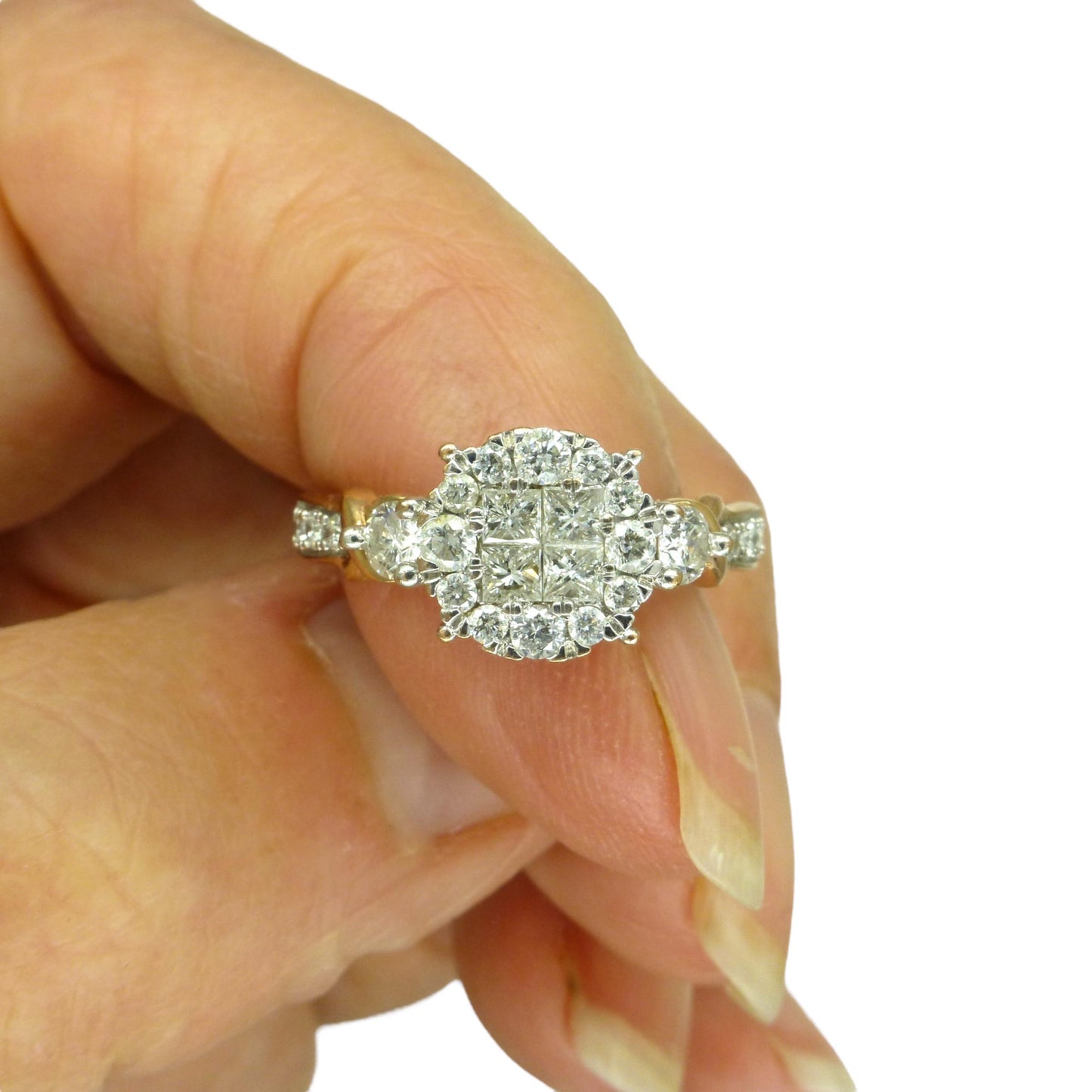 Vintage 9ct rose gold Diamond cluster engagement ring 0.66ct ~ Small size I 1/2 / 4.5