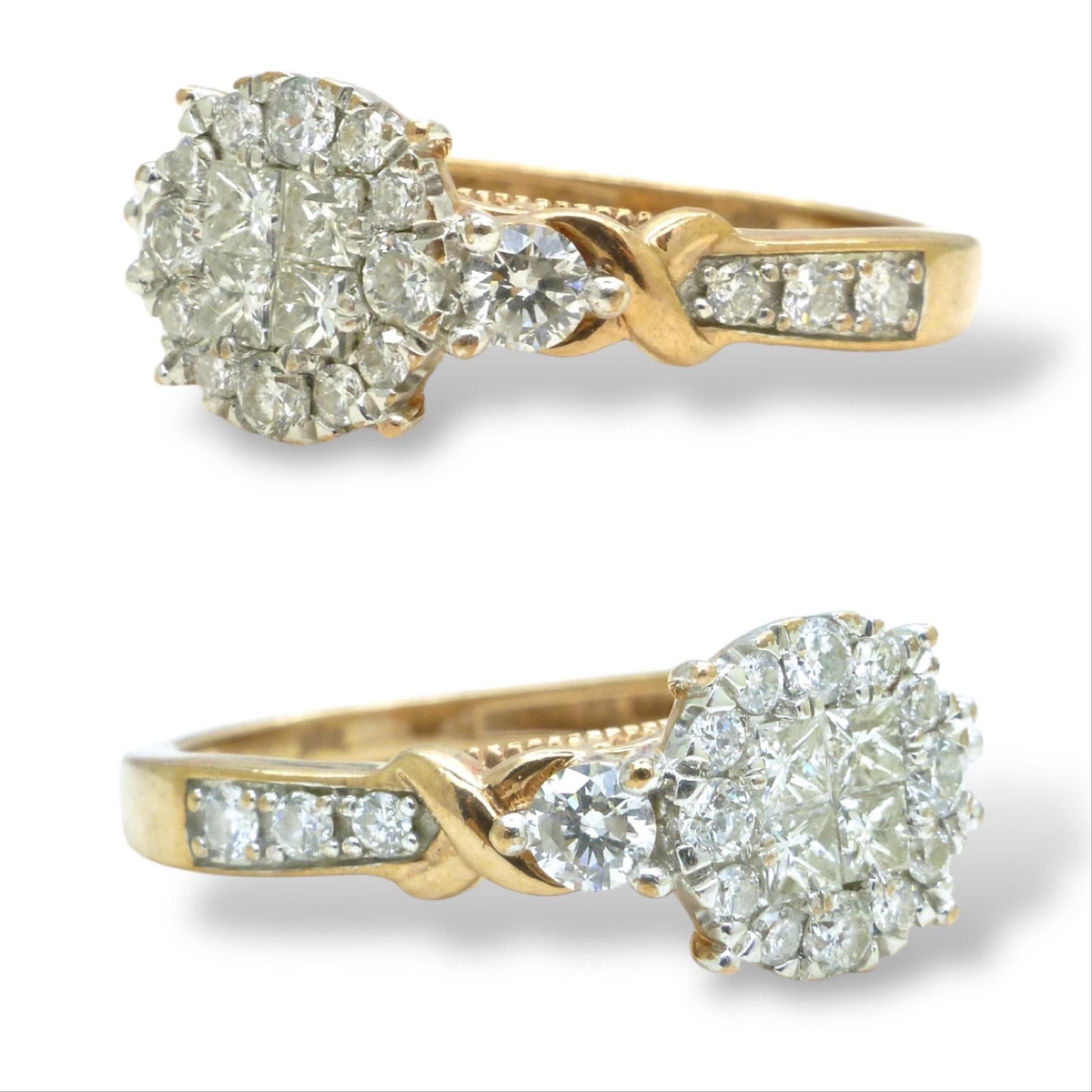 Vintage 9ct rose gold Diamond cluster engagement ring 0.66ct ~ Small size I 1/2 / 4.5