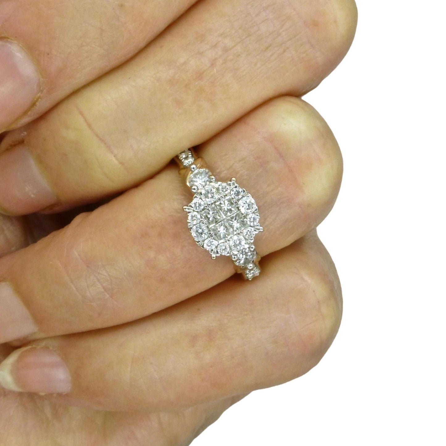 Vintage 9ct rose gold Diamond cluster engagement ring 0.66ct ~ Small size I 1/2 / 4.5