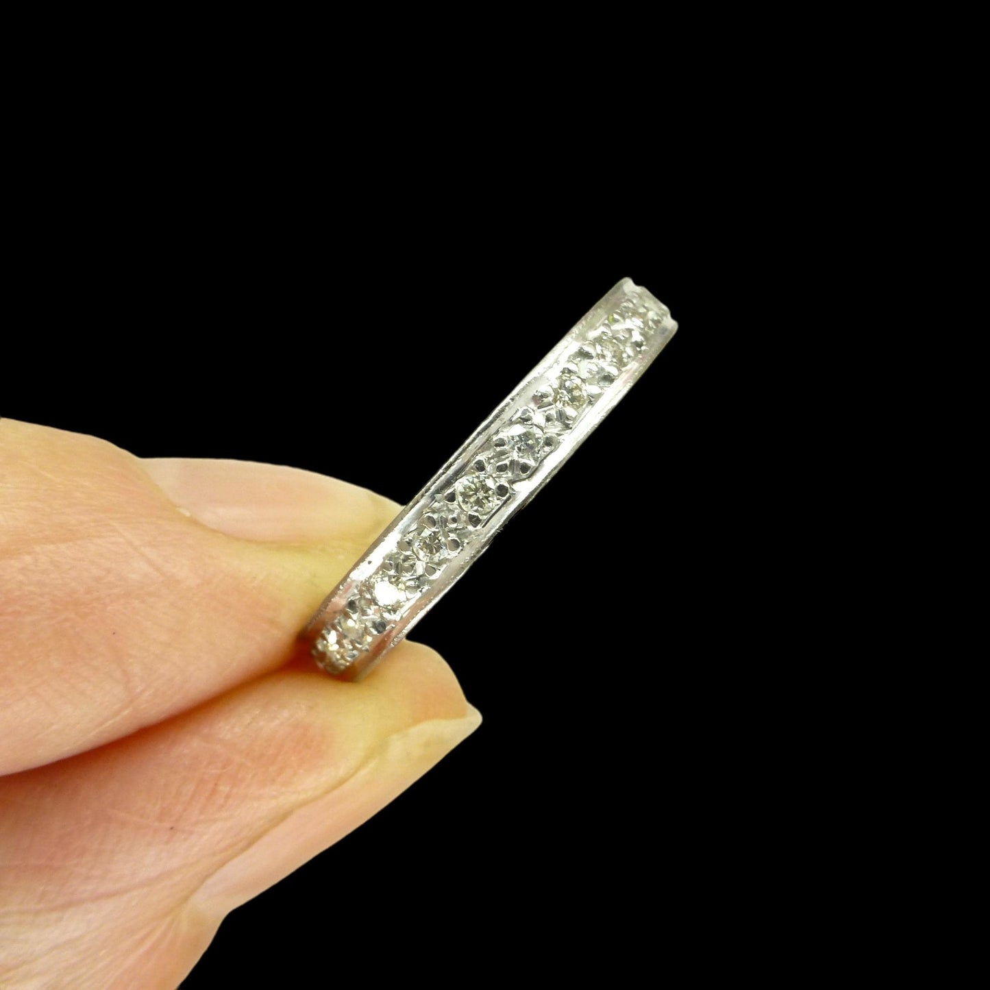 Art Deco platinum natural Diamond full eternity wedding band size O/7