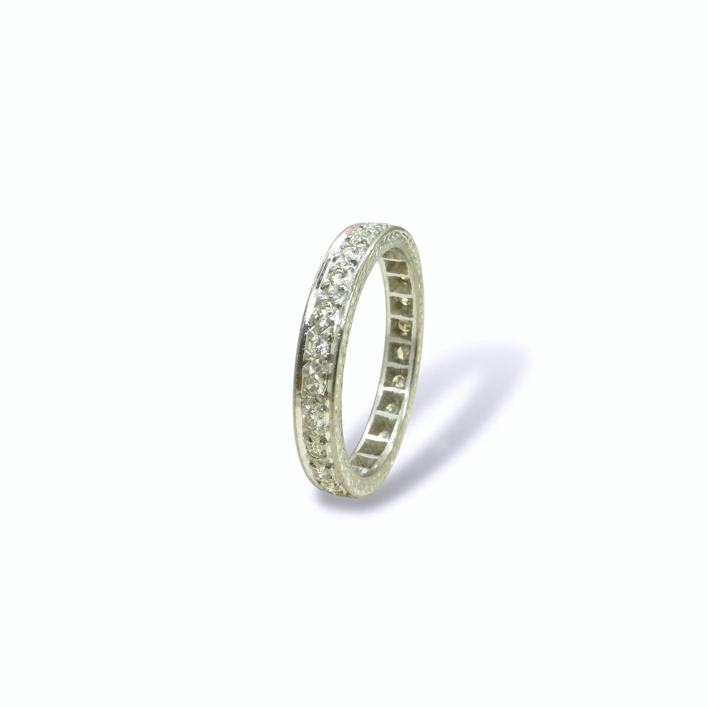 Art Deco platinum natural Diamond full eternity wedding band size O/7