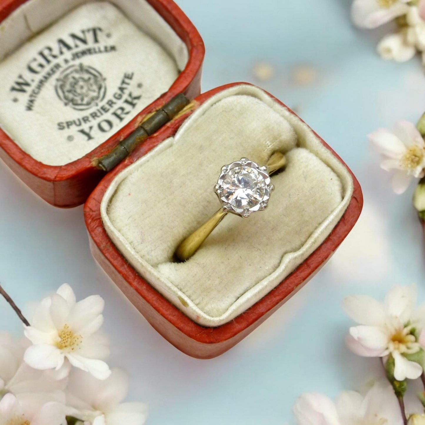 Vintage 18ct gold natural diamond solitaire ring 0.50ct c1950's
