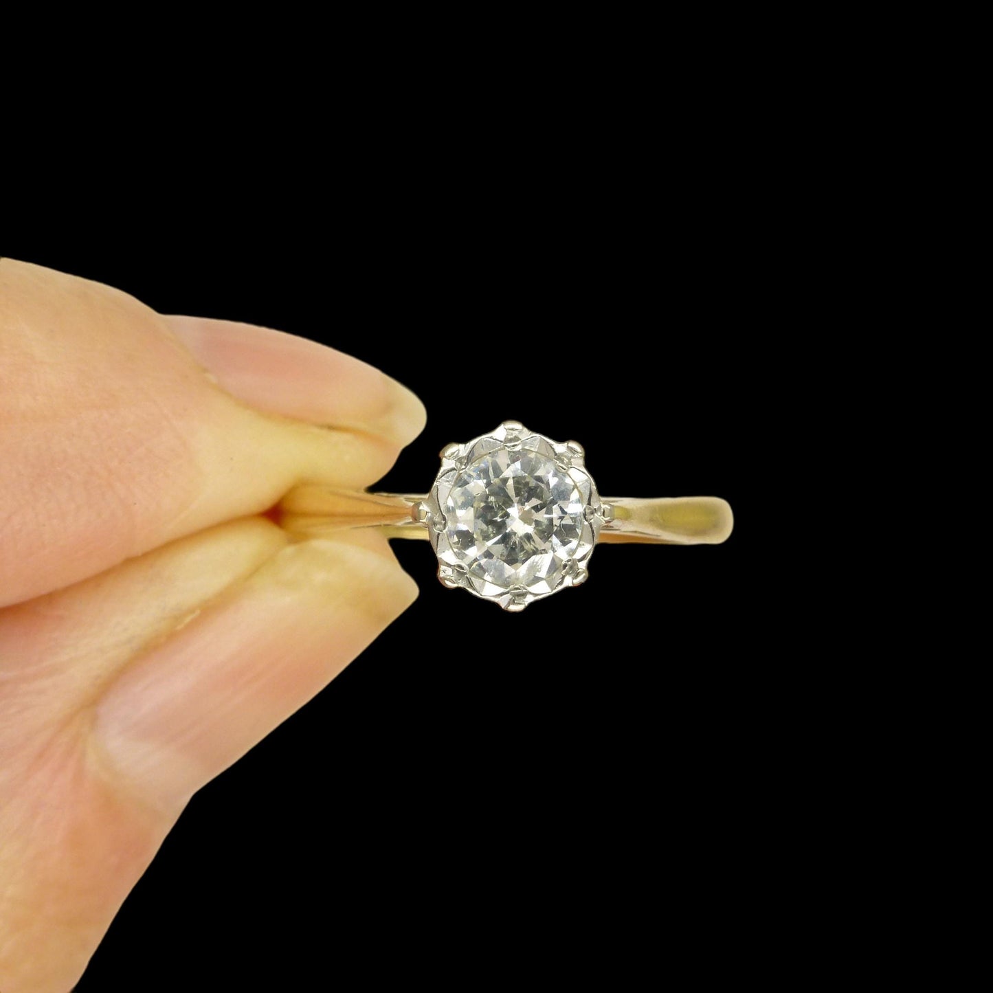 Vintage 18ct gold natural diamond solitaire ring 0.50ct c1950's