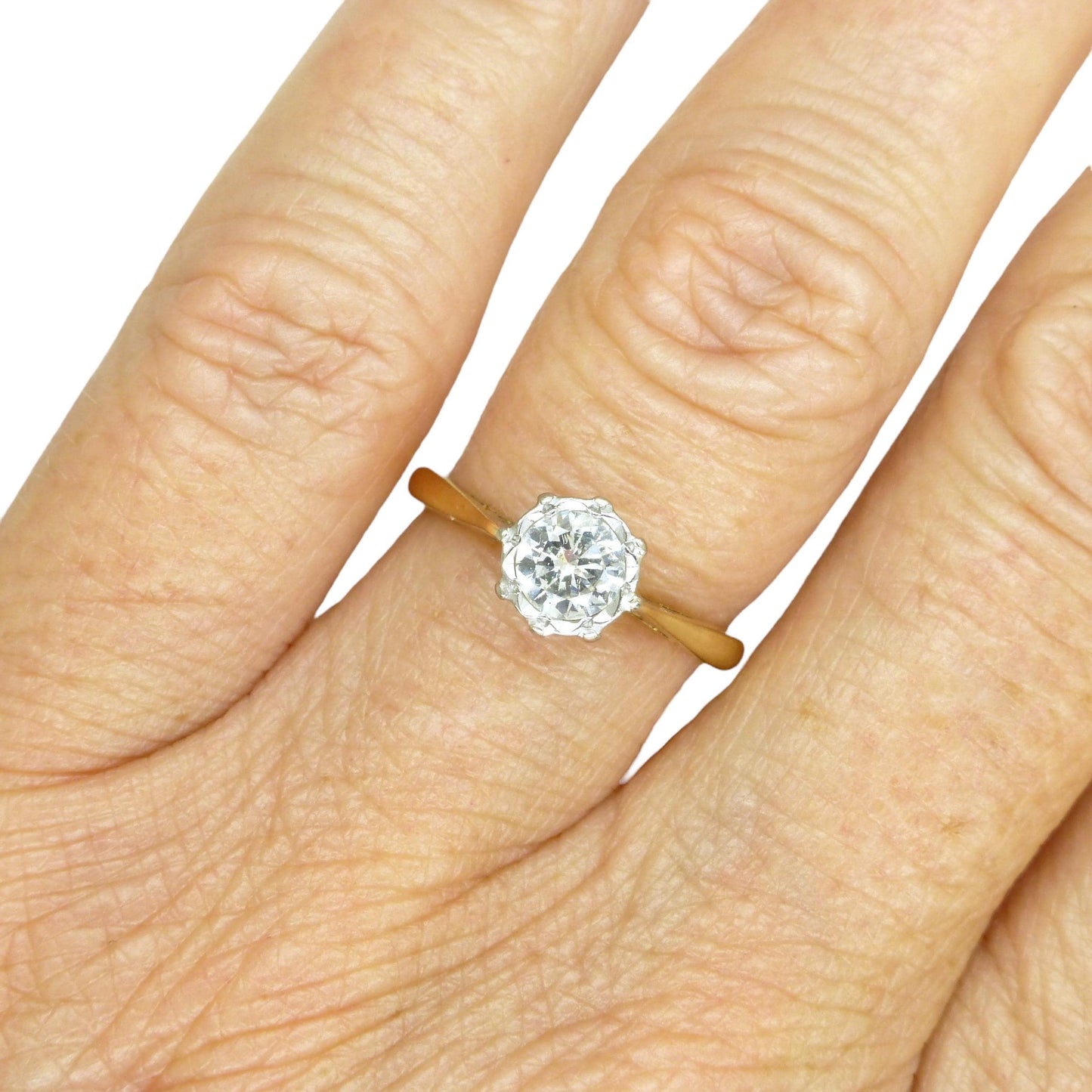 Vintage 18ct gold natural diamond solitaire ring 0.50ct c1950's