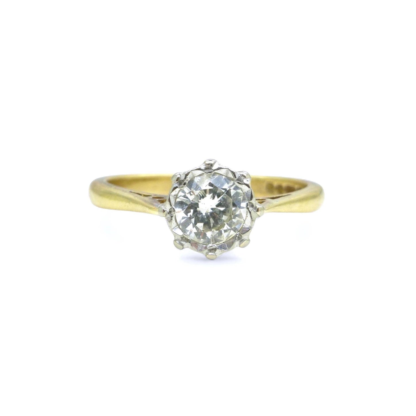 Vintage 18ct gold natural diamond solitaire ring 0.50ct c1950's
