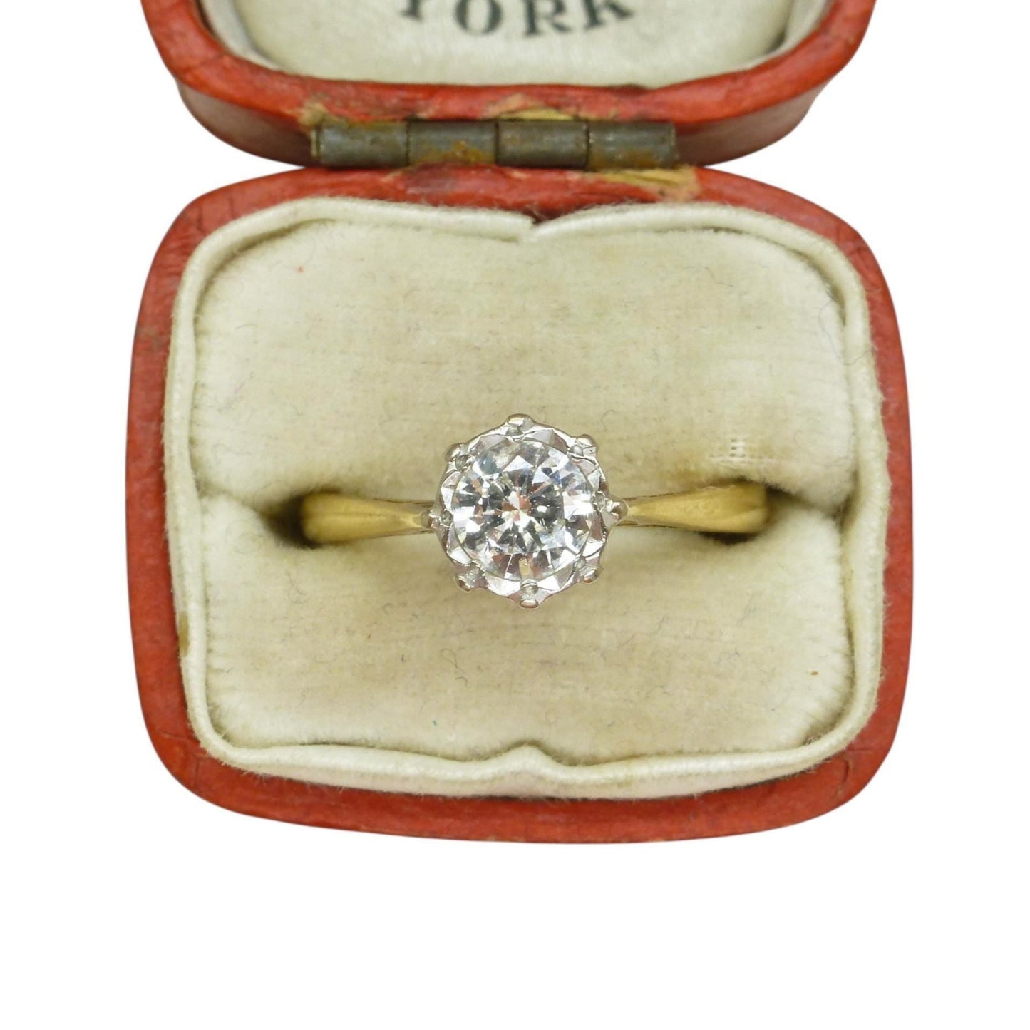 Vintage 18ct gold natural diamond solitaire ring 0.50ct c1950's