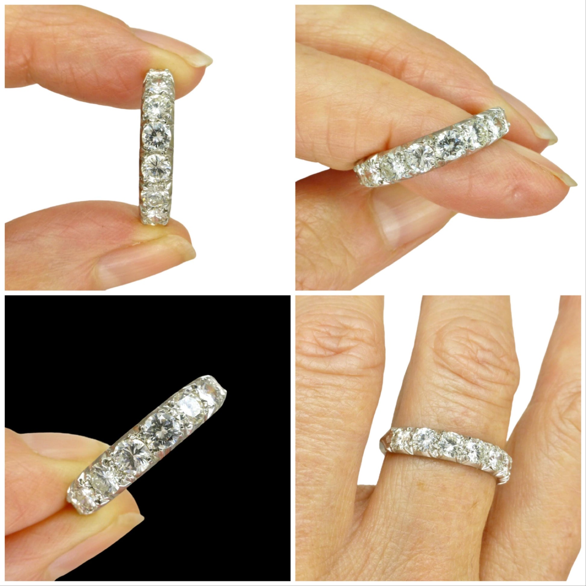 Vintage 18ct white gold natural diamond seven stone ring 1.36ct ~ Independent Valuation