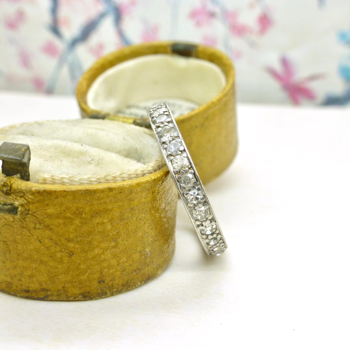 Antique platinum natural Diamond full eternity wedding band 0.90ct ~ size N.5 - 6.75