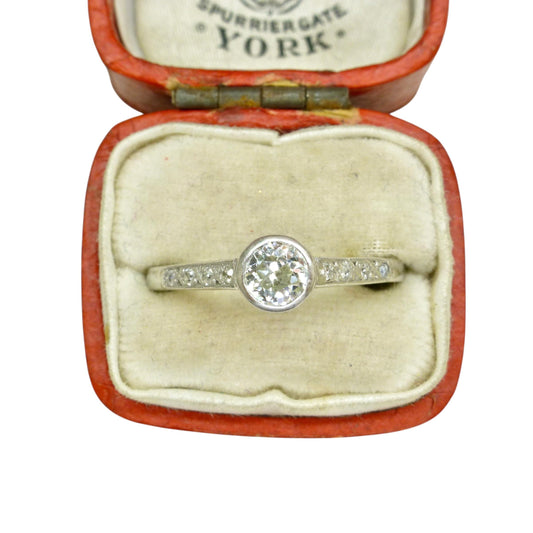 Antique Platinum old European cut diamond solitaire ring 0.45ct c1910's