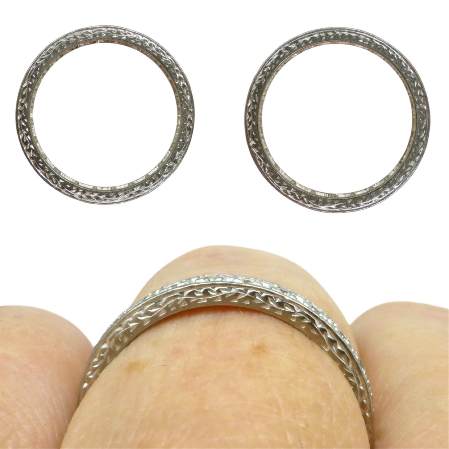 Art Deco platinum natural Diamond full eternity wedding band size O/7